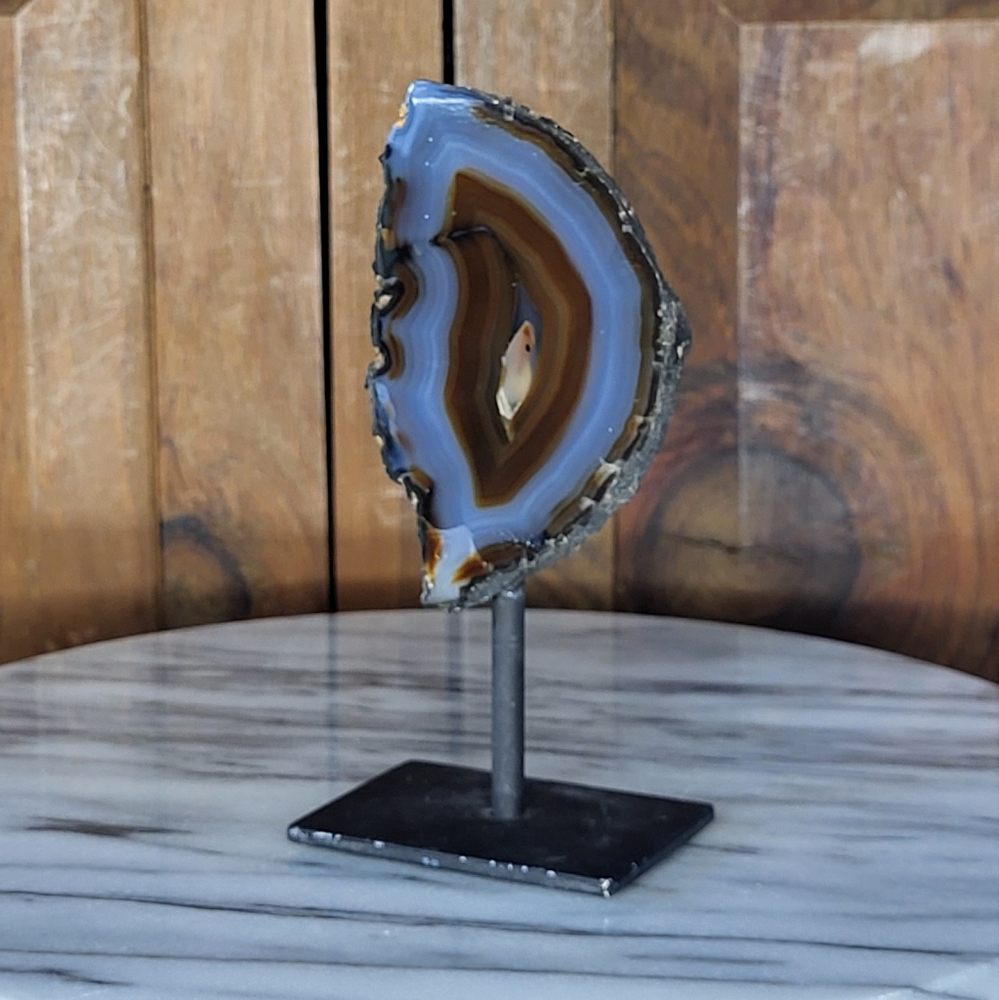 Agate Geode Slice on Stand - Picture 3 of 11